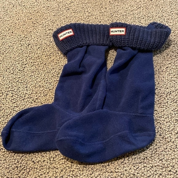 Hunter Navy Blue Fleece Boot Socks Size Medium for Tall Boots in EUC - Picture 1 of 4